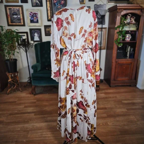 Alexa B Nites Womens Maxi Dress Floral Print Long Sleeve Fall Autumn V Neck 20W - Picture 4 of 8